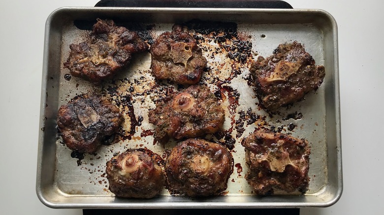 roasted oxtails on baking sheet