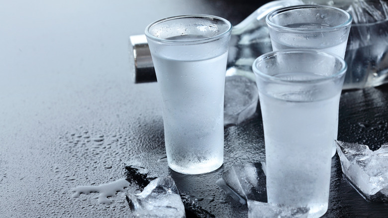 chilled shots of vodka