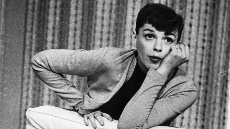 Judy Garland performing in a stage production.