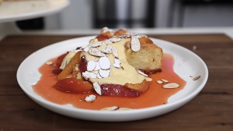 Crème fraîche custard brioche tart