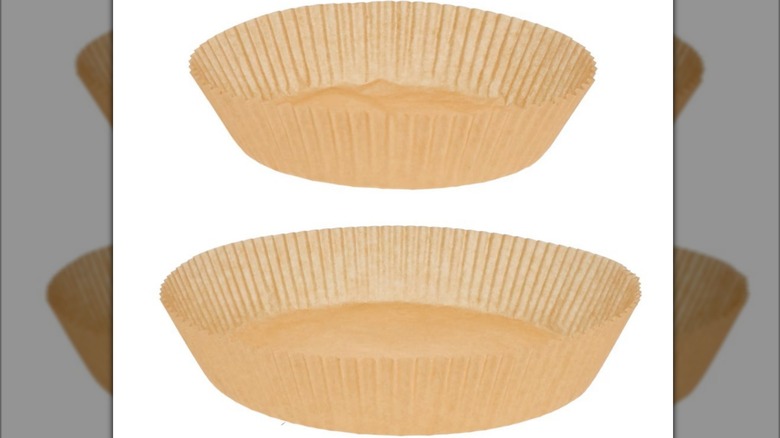 Two sizes of parchment paper for an air fryer from Dollar Tree