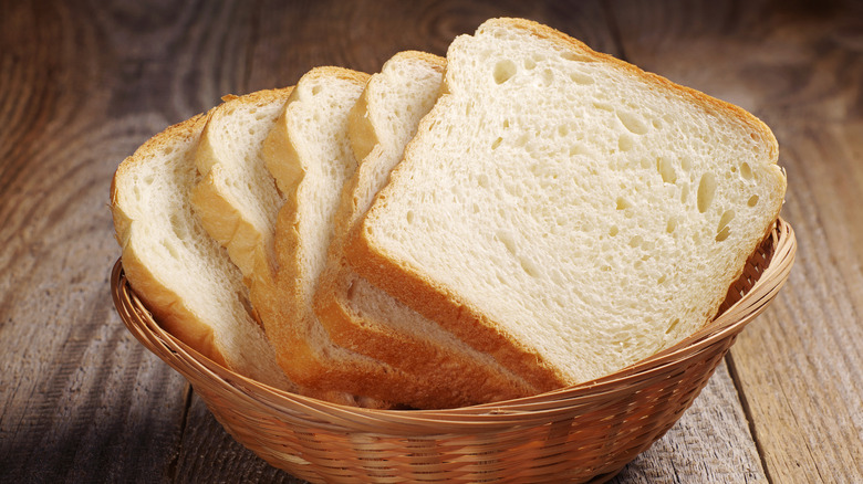 Slices of white bread in a basket