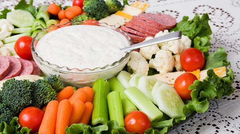 appetizer tray served over lettuce