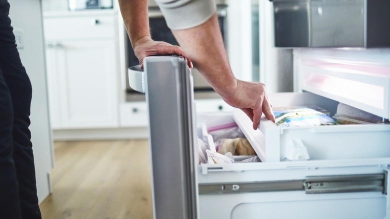 Opening freezer drawer