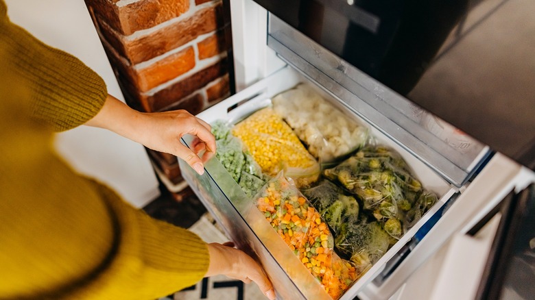 Storing vegetables in freezer