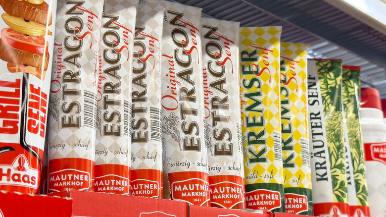 Various condiment tubes sold in Austria.