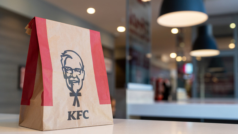 KFC bag resting on a table