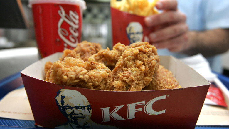 A meal of fried chicken sold at KFC.