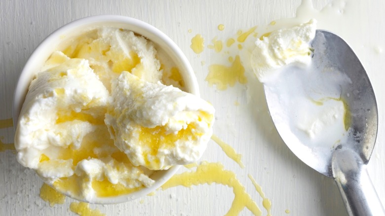 Vanilla ice cream with olive oil and sea salt