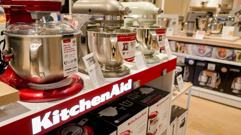 KitchenAid mixers in a store