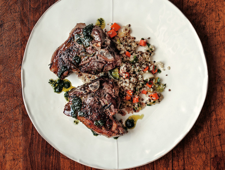 Lamb Chops With Cilantro Chimichurri And Quinoa Salad Recipe