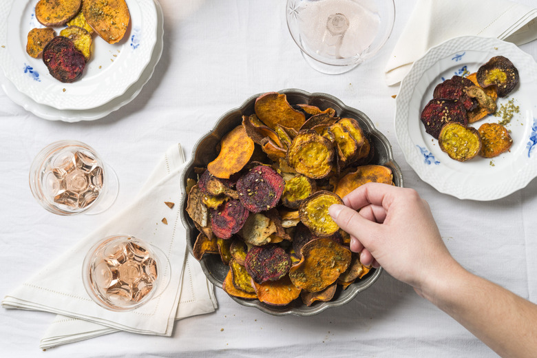 If you buy a mandolin slicer for only one reason, za'atar-spiced root-veggie chips should be it.