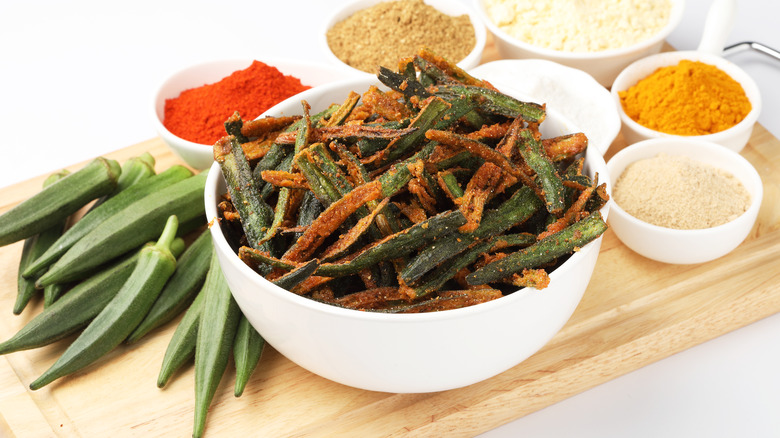 A bowl of crispy okra