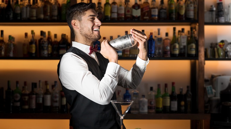 Bartender shaking a cocktail