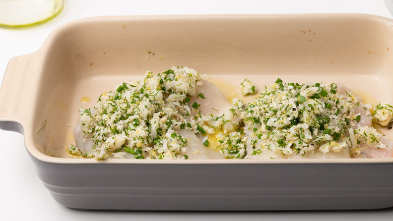 Crab topped cod fillets 