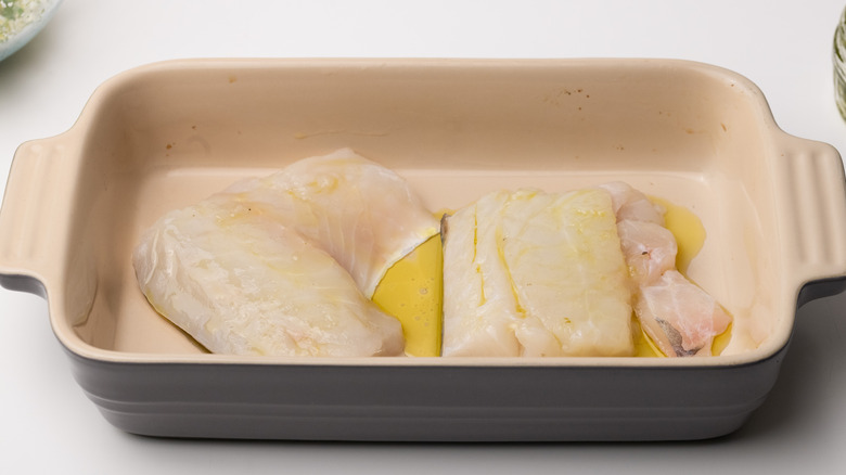 Cod fillets with olive oil