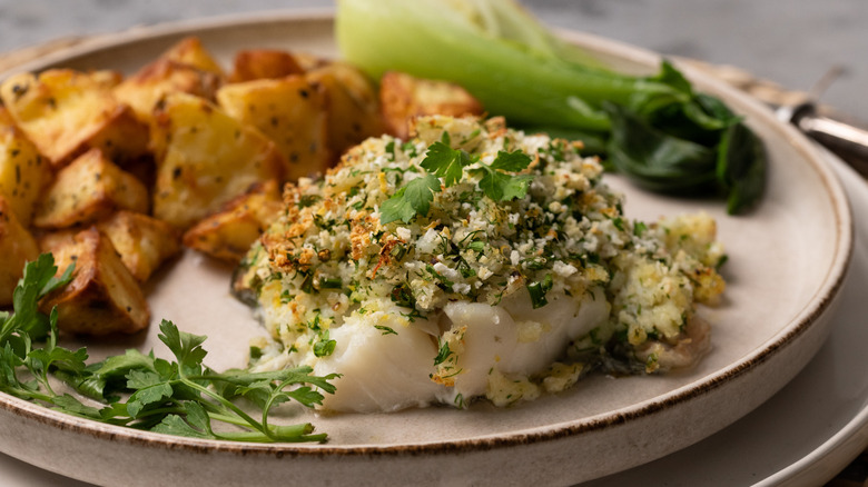 Lemon herb crusted cod