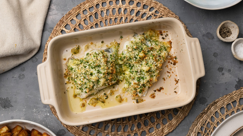 Crusted baked cod