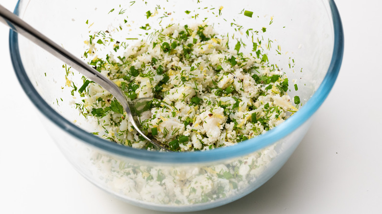 lemon, herb and crab mixture 