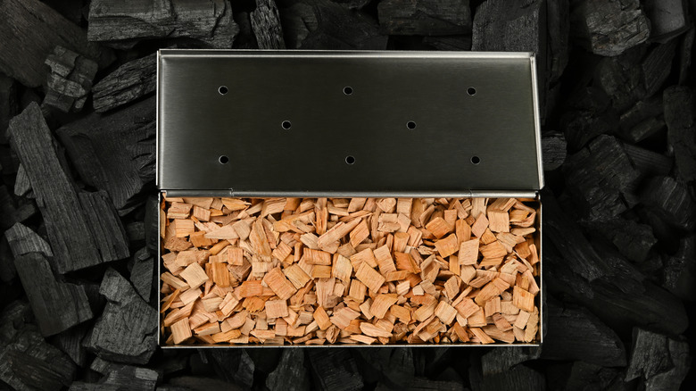 smoker box on charcoal