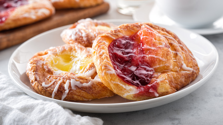 Plate of cherry and lemon Danishes
