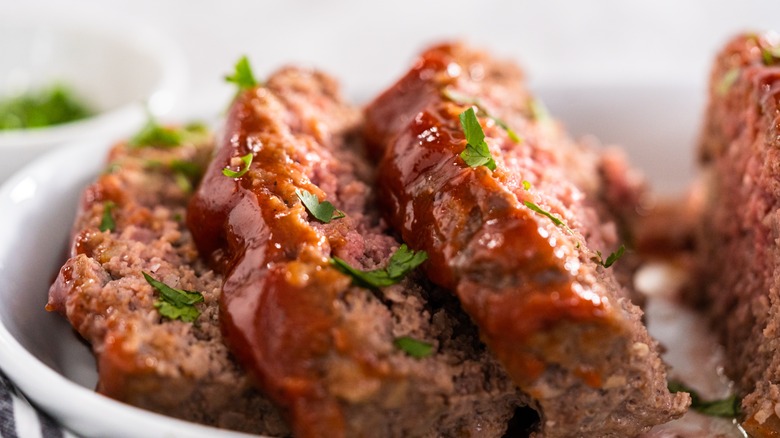 Close-up of glazed meatloaf