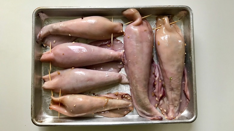 stuffed squid in pan