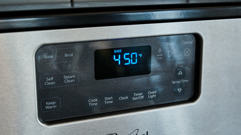 preheating the oven to 450 degrees