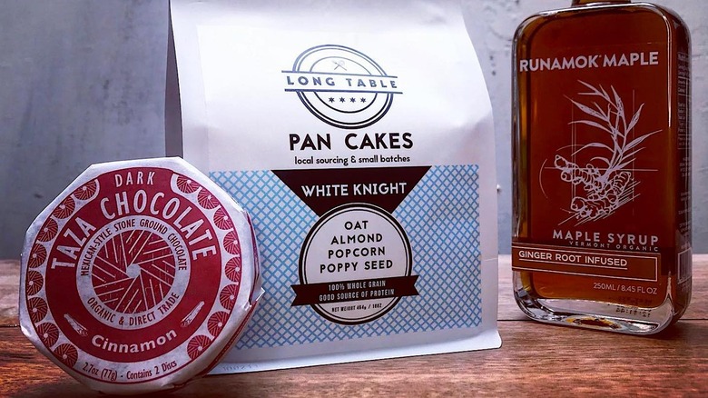 Long Table pancake mix and syrup