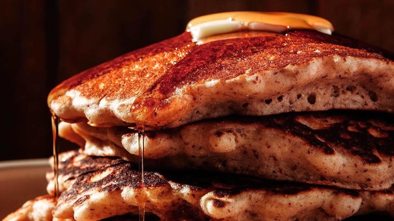 Long Table pancakes with butter and syrup