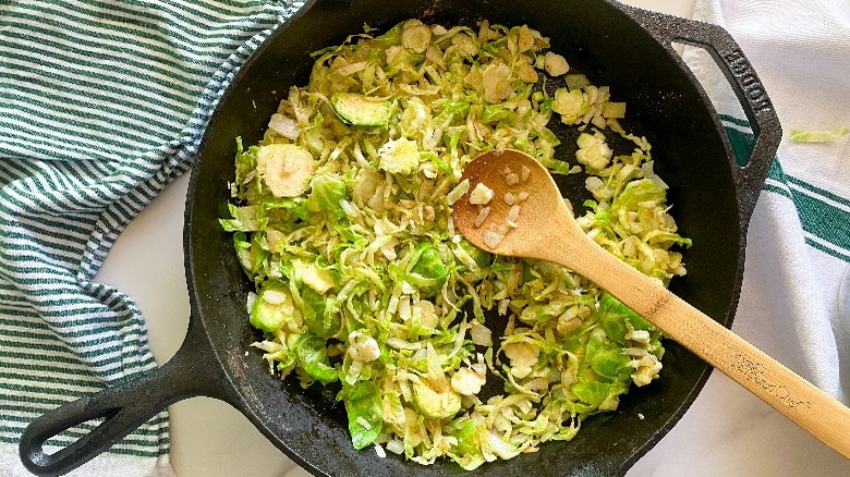 sauteed veggies in cast iron skillet
