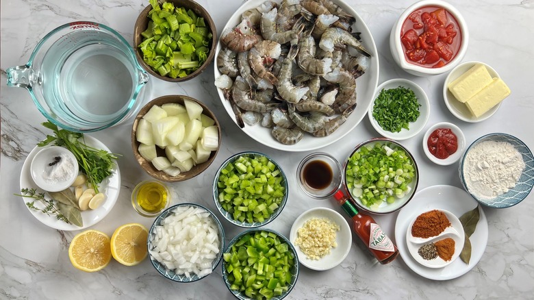 ingredients for shrimp étouffée