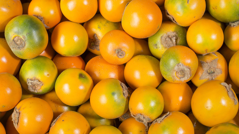 Lulo fruits piled together