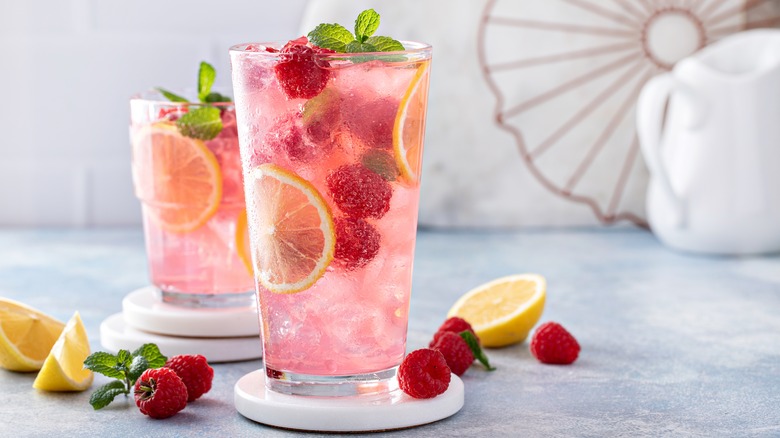 fruity drinks with raspberries and citrus
