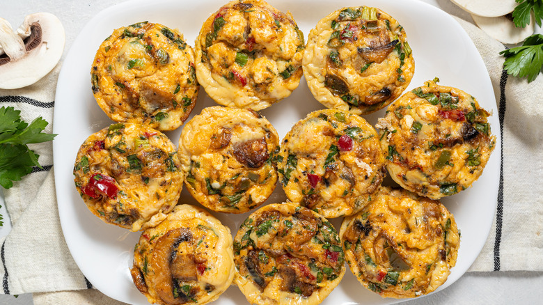 Plate with mushroom egg bites