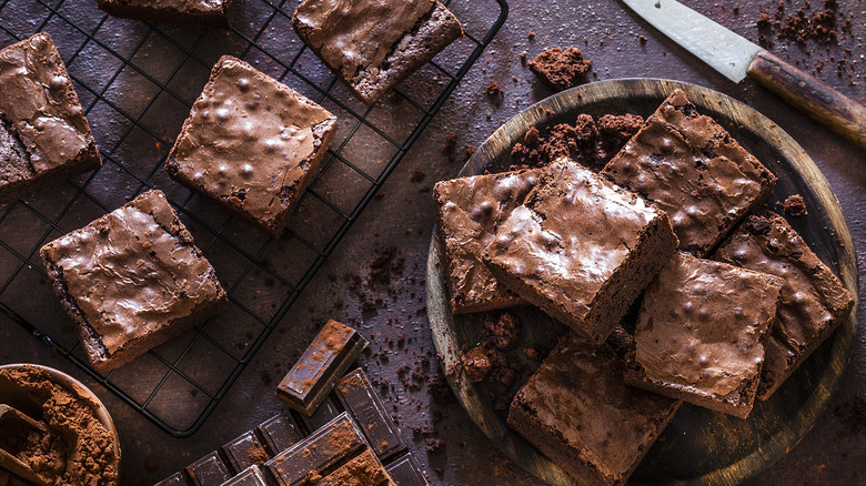 chocolate brownies cut into squares