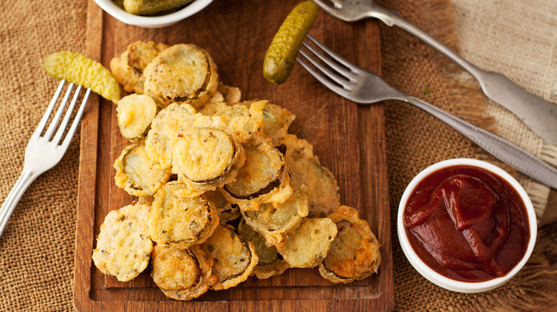 fried pickles accompanied with sauce