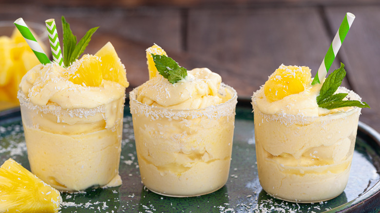 Boozy coconut pineapple soft serve