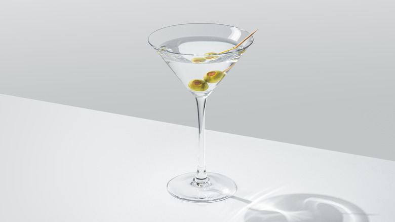 A martini on a table.