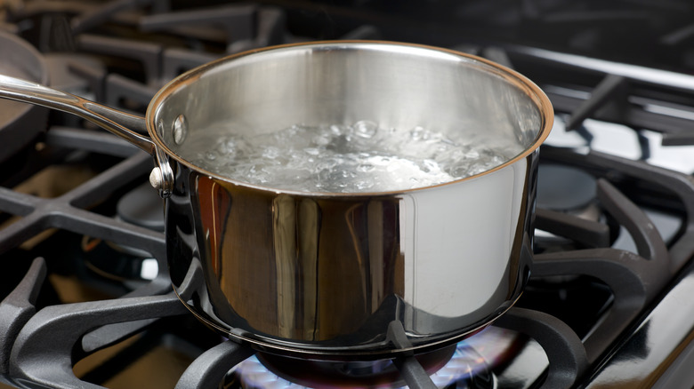 a pot of boiling water