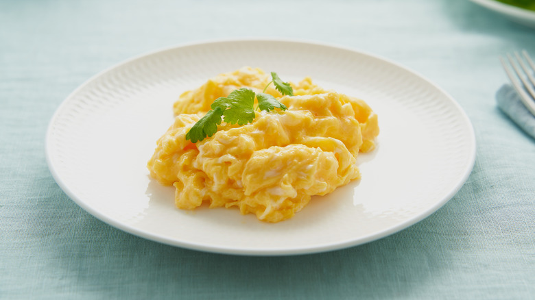 plate of scrambled eggs