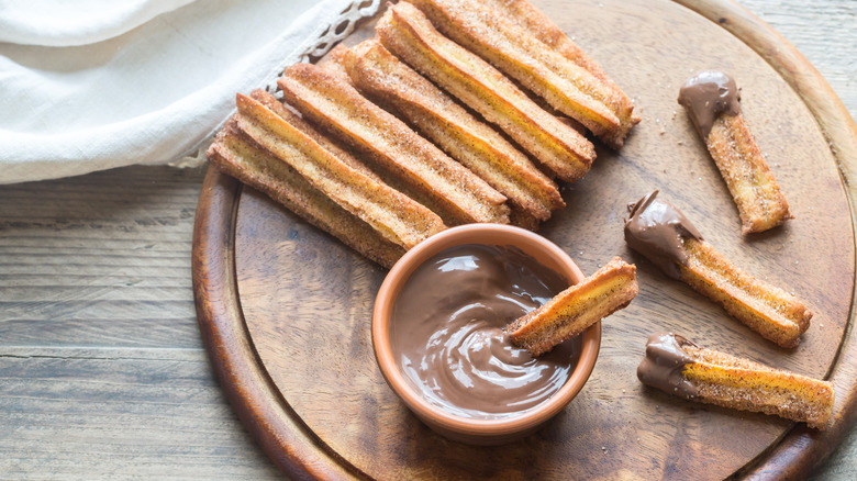 Churros and a chocolate dipping sauce