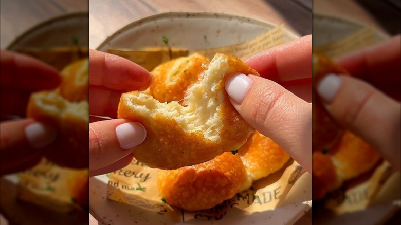 A parmesan and egg white cheese puff snack