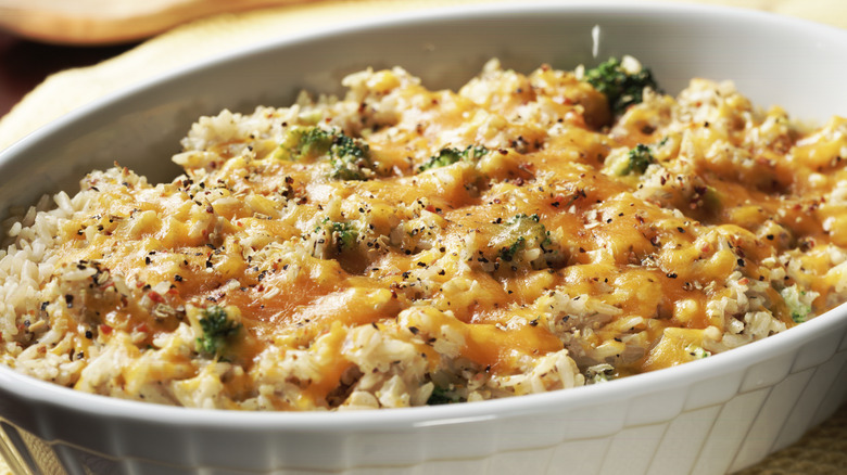 Rice and cheese casserole with broccoli