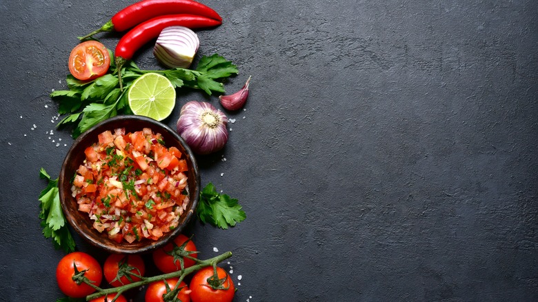 salsa veg on black background