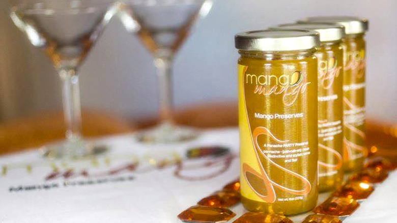 Bottles of Mango Mango preserves