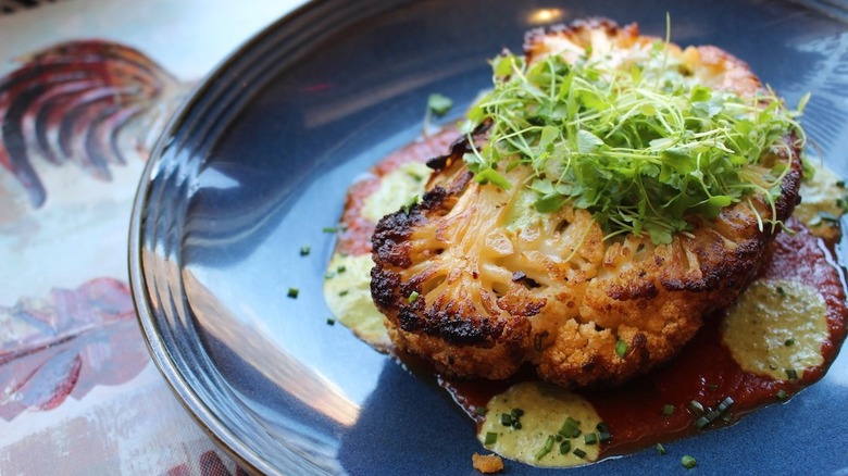 jerk cauliflower on plate