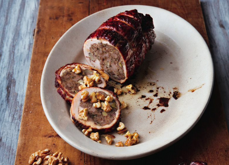 Mario Batali's Italianish Stuffed Turkey With Apples And Walnuts Recipe