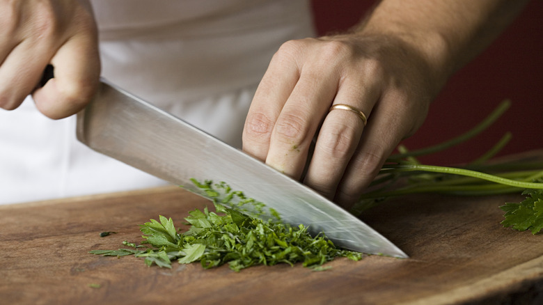 Chopping parsley