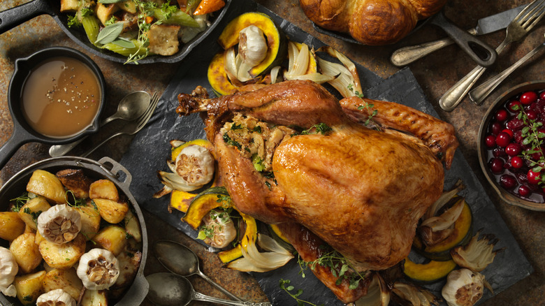 Thanksgiving dinner on table